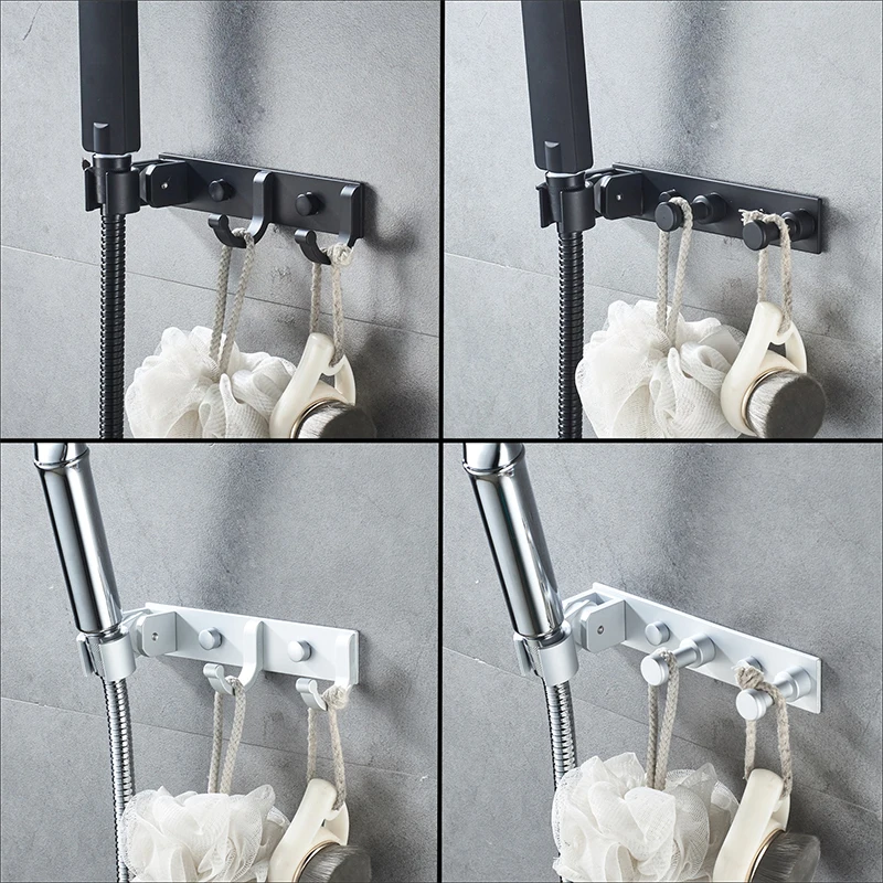 

Shower Head Base With Hook For Bathroom Hardware Coat Hook Adjustable Shower Base Robe Hook Bidet Base Towel Hook Black Silver