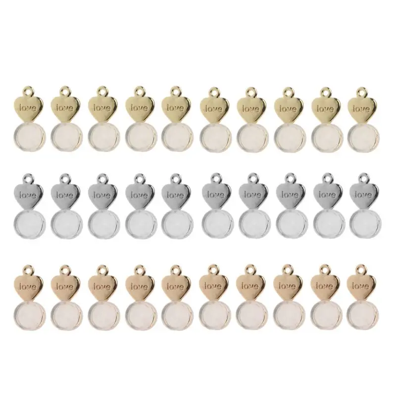 

N58F 10Pcs Heart Earrings Back With DIY Hole Safe Ear Studs Nuts Earings Lifters Replacement for All Types of Earring Posts
