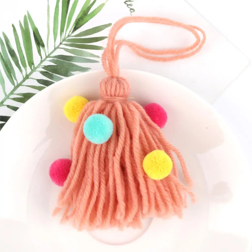 1 шт Новое поступление Стрижка волос мяч брелок Бохо шерстяная кисточка ручная