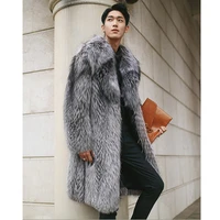 free shipping new 2021 warm mens faux fur coat imitation fox fur long cut coat fur one mens top long clothing