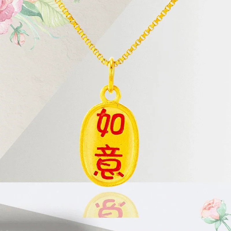 

Necklaces for Women Chinese Letter Pendant Necklace 24K Gold Plated Chain Necklaces Ethnic Party Birthday Anniversary Jewelry
