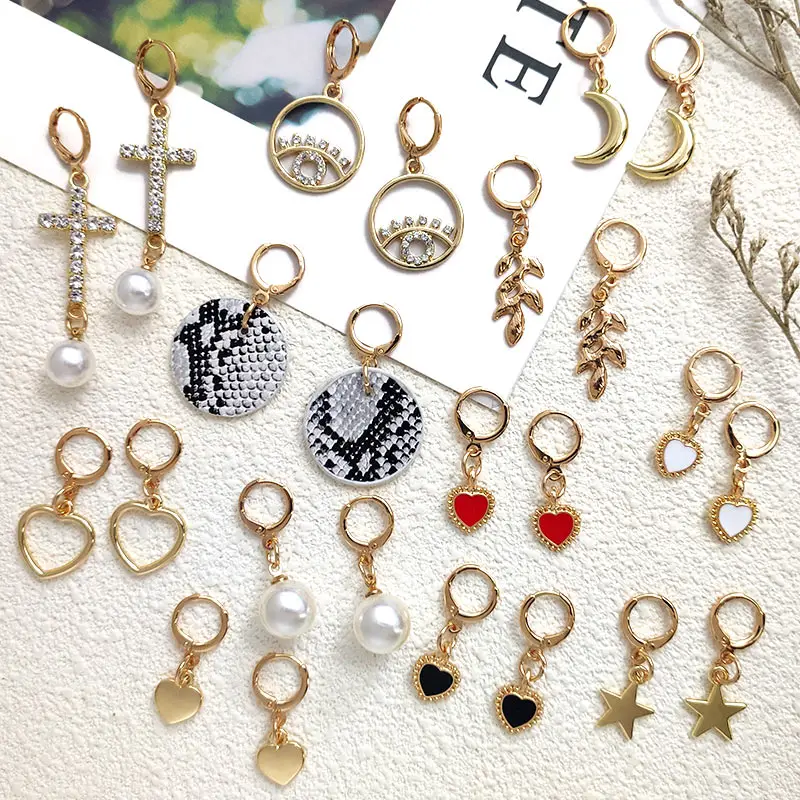 JJFOUCS новинка маленькие серьги-кольца для женщин простое Золотое сердце крест