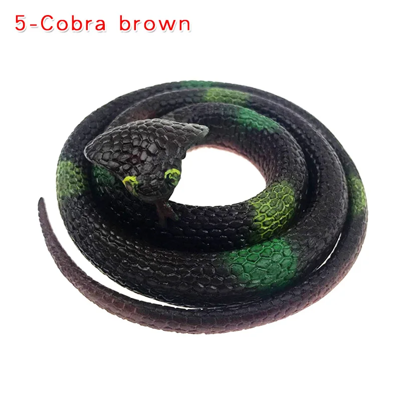 5-Cobra brown Моделирование мягкая резиновая игрушка "Змея" модель страшная поддельная змея хитрая пародия розыгрыш на Хэллоуин реквизит подарки Декор дети кляп шутки шалость игрушки - Цвет: 5-Cobra brown