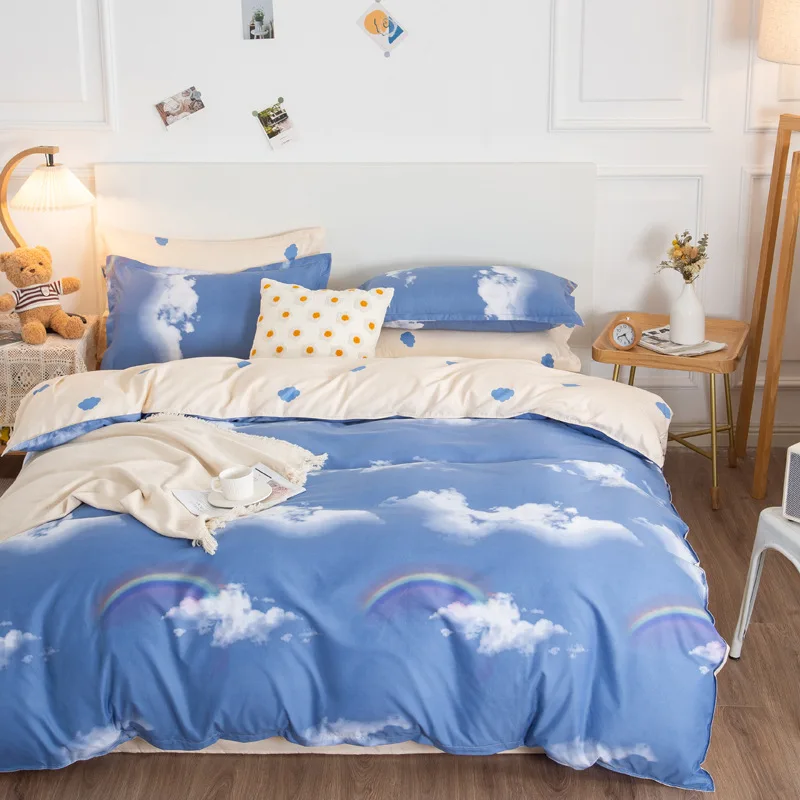 Комплект постельного белья с мультяшным принтом облаков пододеяльник для