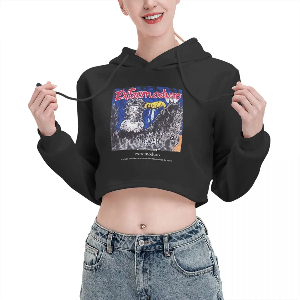 

Open navel Cat Ear Hoodie Sweater Extremoduro 1 With hood Humor Graphic sexy Print R251 pullover
