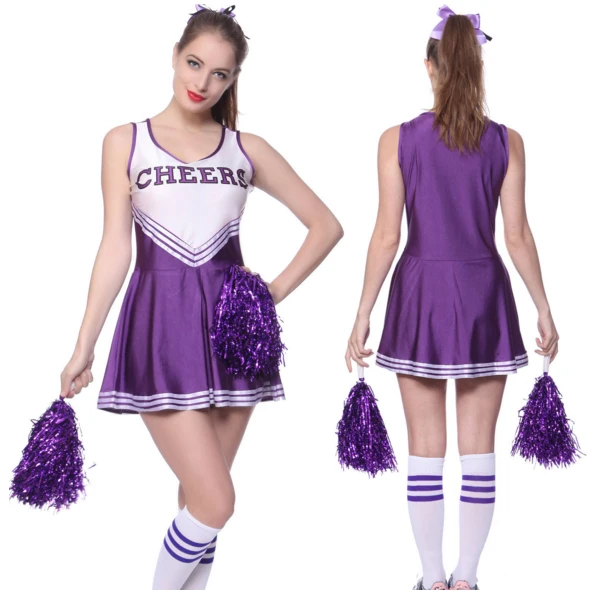 Женские костюм Болельщицы Sexy Cheer средней школы для девочек костюмированной