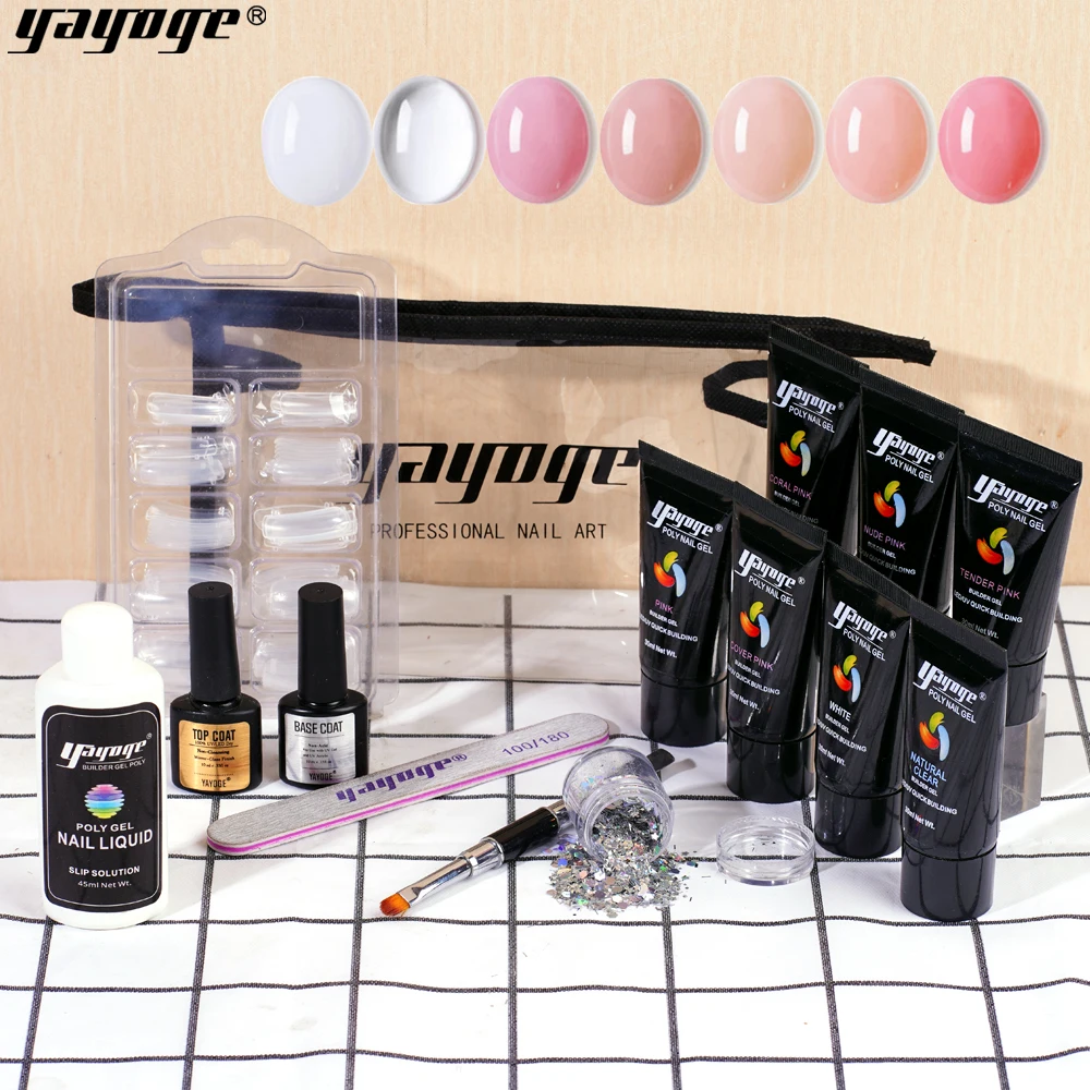 

YAYOGE Builder Nail Extend Gel Glitter Poly Nail Gel Extension Gel Polish All For Manicure Poly Builder Gel Semi Permanent Soak