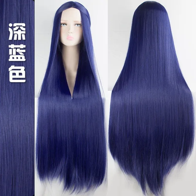 MUMUPI Cos Wig Blonde Blue Red Pink Grey Purple Hair for Party 100CM Long Straight Synthetic cosplay Wigs for Women - Color: NC/4HL