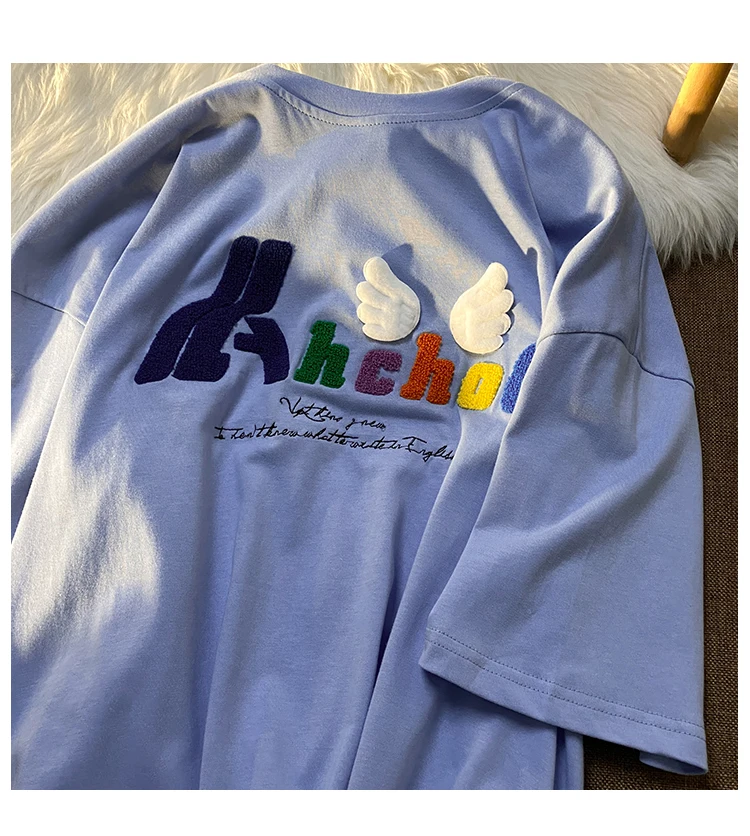 

Oversized T Shirt Women Men Clothing Fashion Long Tops Japan Kawaii Tshirts Graphic T-shirts Embroidery Girl Cute Tees Couples
