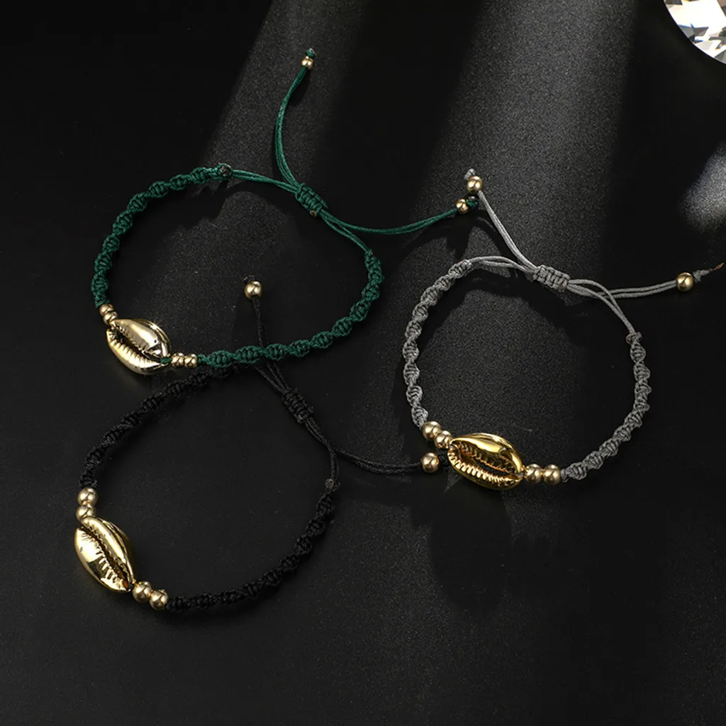 Ножные браслеты этнические ручная вязка сплав маленькие круглые с бусинами