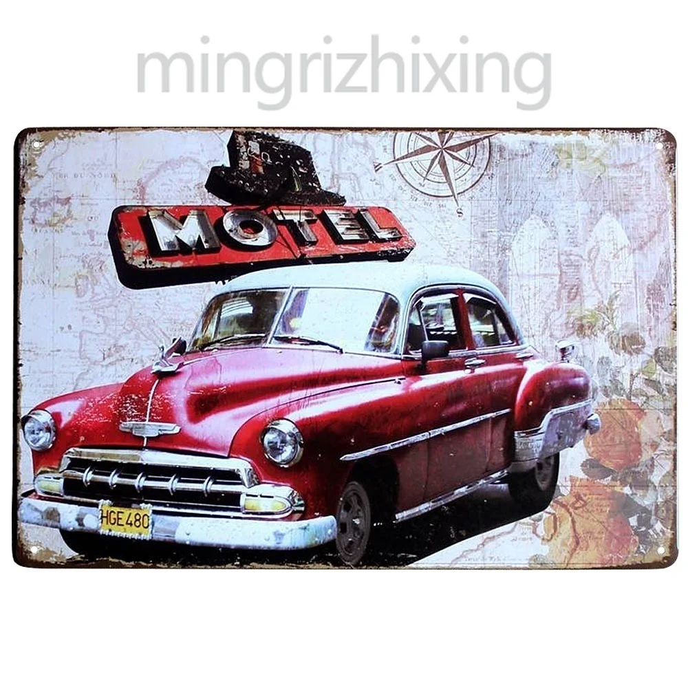Motel Route 66 жестяные знаки бляшки ретро постер Бар фотография Кофейня настенные