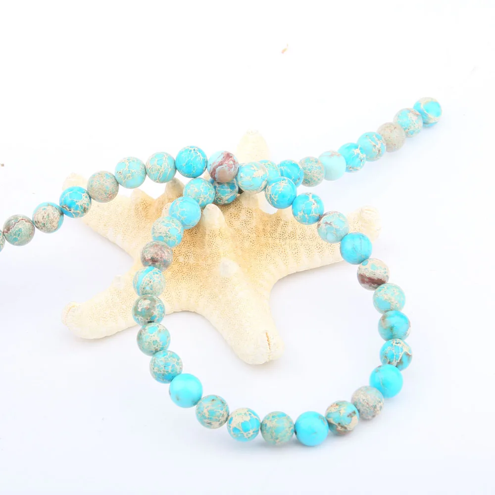 

Round Natural Stone Beads Light Blue Emperor Stones Loose Stone Bead for Bracelet Necklace Jewelry Making DIY Size /6mm/8mm/10mm