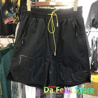 2021 rhude logo shorts men women gradual text mark washed nylon rhude short 11 high quality twin zipper pockets