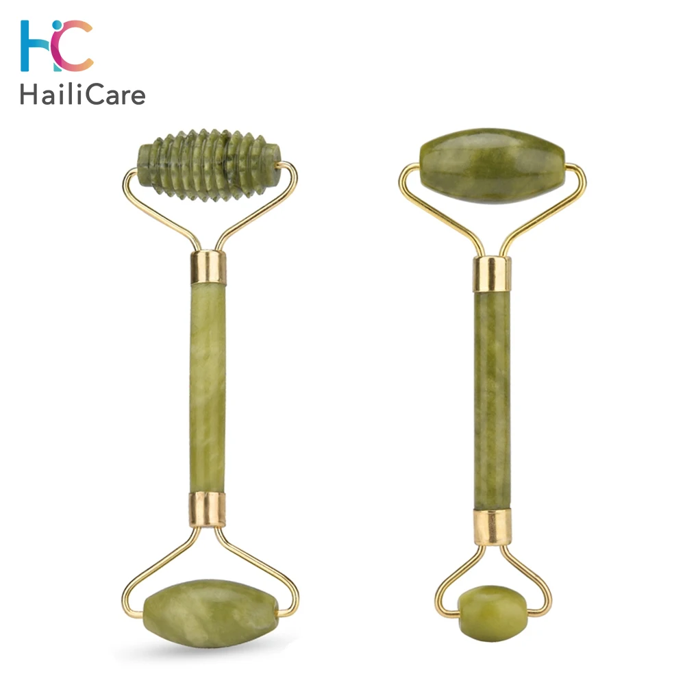 Нефритовый роликовый лицевой Массажер для подтяжки лица с двойной головкой