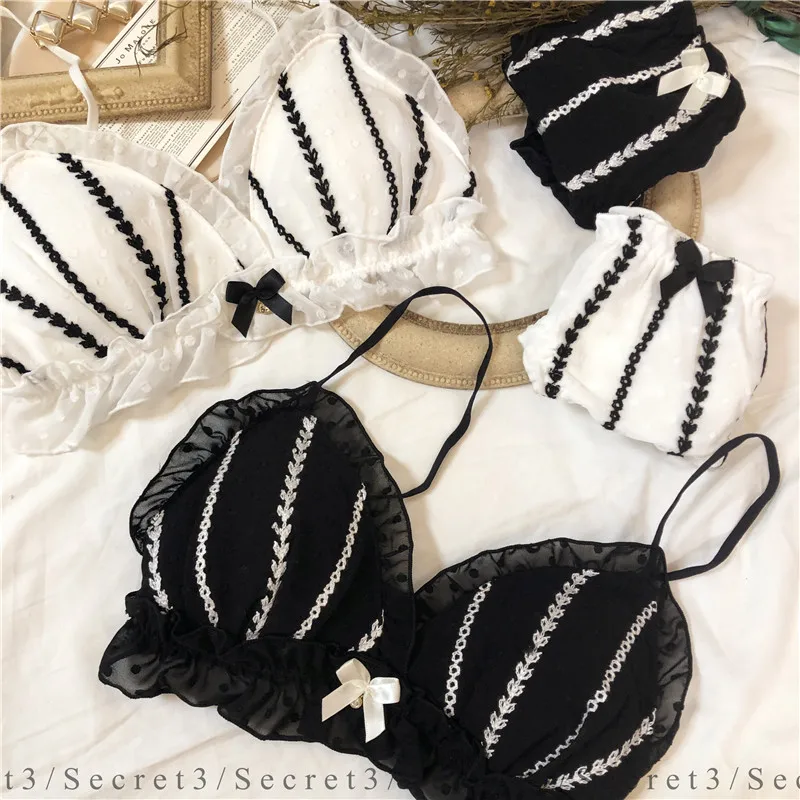 Япония полый сексуальный бюстгальтер и трусики Комплект нижнее белье из