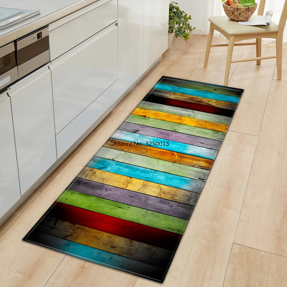 

Скандинавский кухонный коврик, напольное украшение для спальни, прихожей, гостиной, деревянный, нескользящий ковер для ванной комнаты