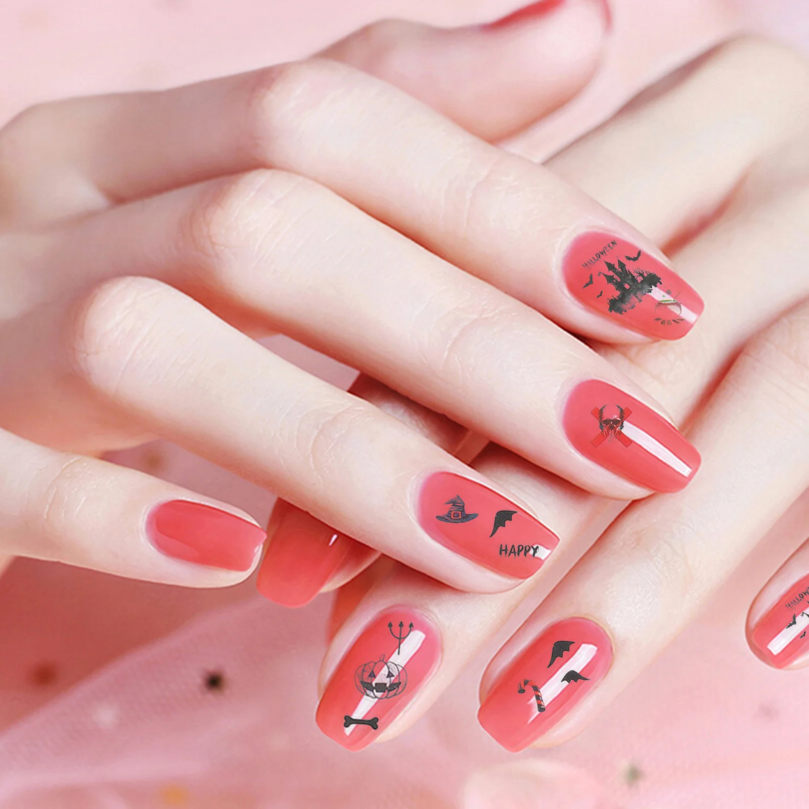 

12 Sheets Nail Tattoos Stickers Cartoon Self Adhesive Nail Decals