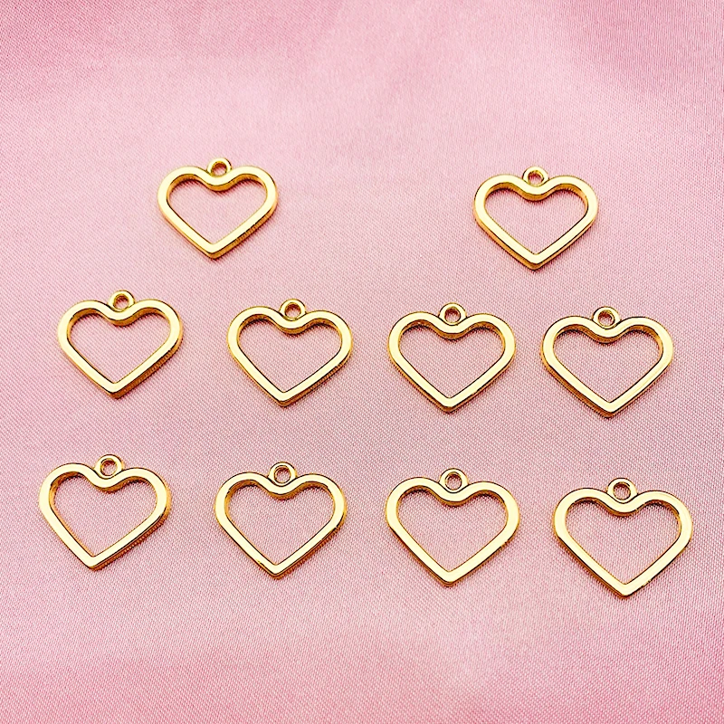 

10Pcs/set Gold Color Hollow Heart Charms Pendant Metal GeometricÂ Pendant for Making DIY Earrings Necklaces Jewelry Accessories
