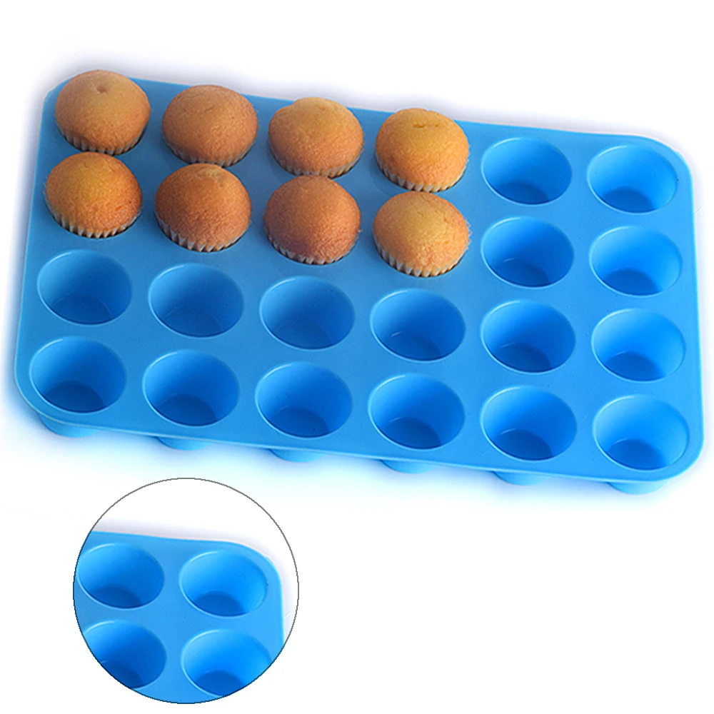 

Mini Muffin Cup 24 Hole Silicone Soap Cookies Cupcake Bakeware Mini Cake Pan Tray Mould Home DIY Cake Baking Tool Mold