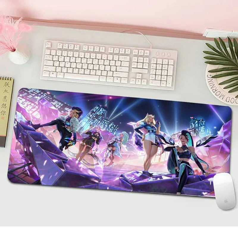 maiyaca 80x40cm kda akali laptop gaming mouse pad large locking edge keyboard 70x30cm deak mat for cs go lol dota2 free global shipping