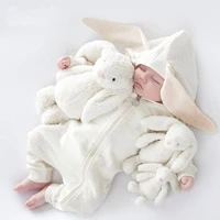 spring autumn newborn baby clothes baby romper long sleeve solid zipper big ears with hooded thin style jumpsuits outfits 0 24m
