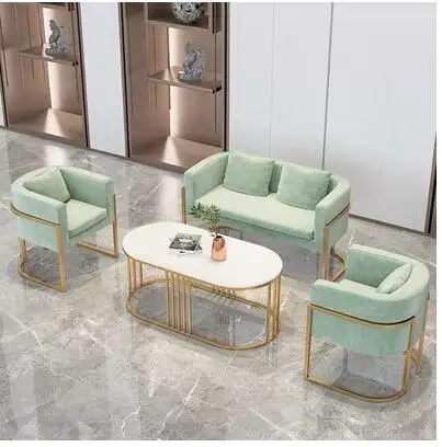 

Online celebrity Beioufeng Cafe Milk Tea Shop Table, Chair, Nail Shop Hotel Rest Area Steel Art Simple Sofa