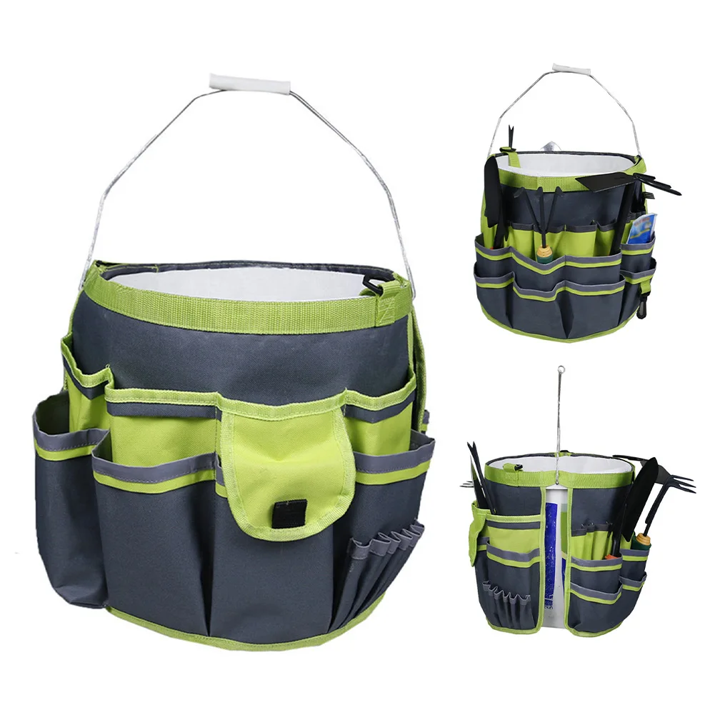 

Portable Carpenter Heavy Duty 34 Pockets Garden Pouch Multifunctional Roll Up Tool Bucket Reusable Oxford Fabric Storage Holder