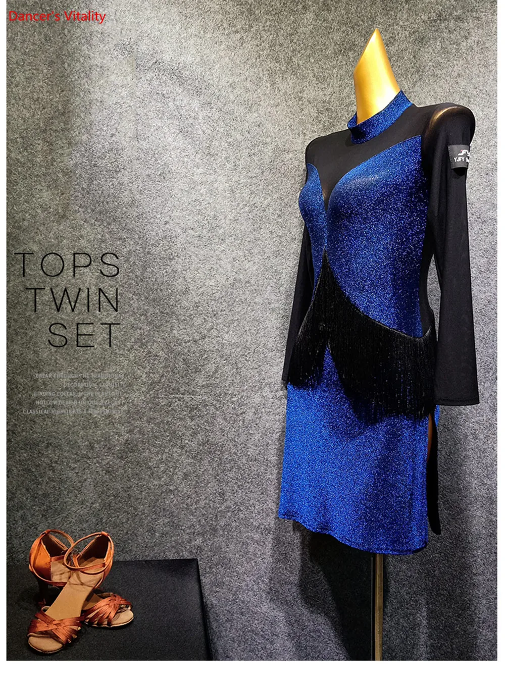 

Women Latin Dance Dress Women Costume Blue Fringe Dress Flamengo Vestido Flecos Rumba/ChaCha Adult Latin Dance Dresses