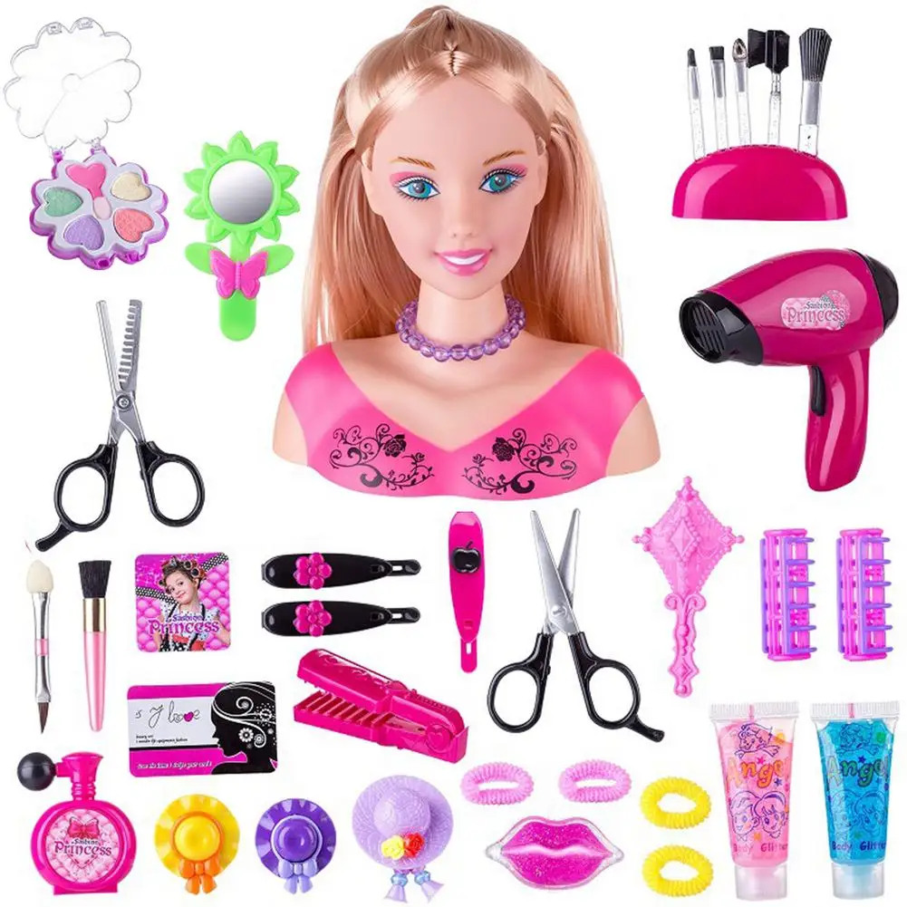 

35/36pcs Kids Hairdressing Children's Dressing Makeup Set Simulation Dolls Girls Hairdressing Princess Dolls Toys Girls Playset