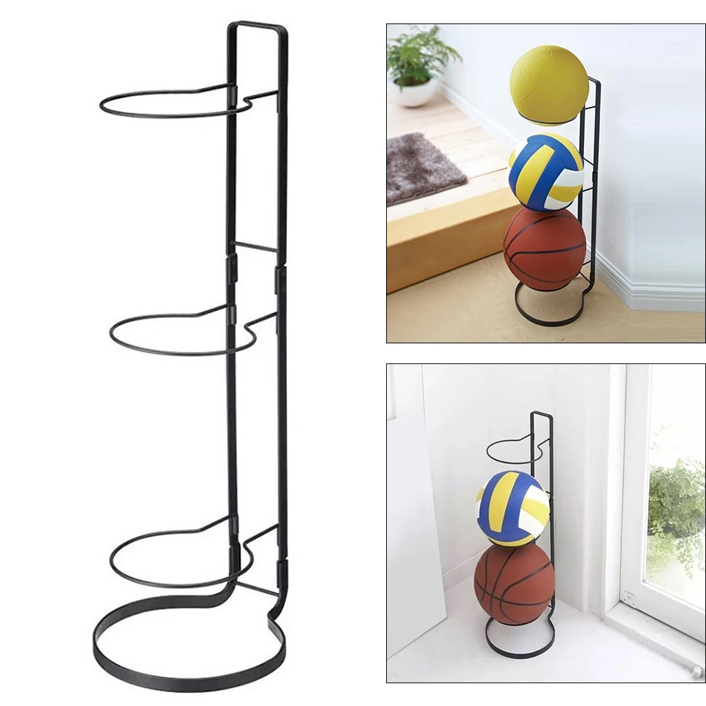 Стойка для хранения баскетбольных мячей из черного металла |