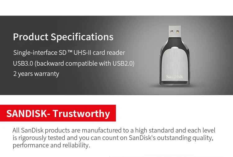 Sandisk Экстремальный Pro Usb 3,0 Sd кард-ридер UHS-II высокоскоростная sd-карта считыватель смарт-карт памяти высокоскоростной кард-ридер/Писатель