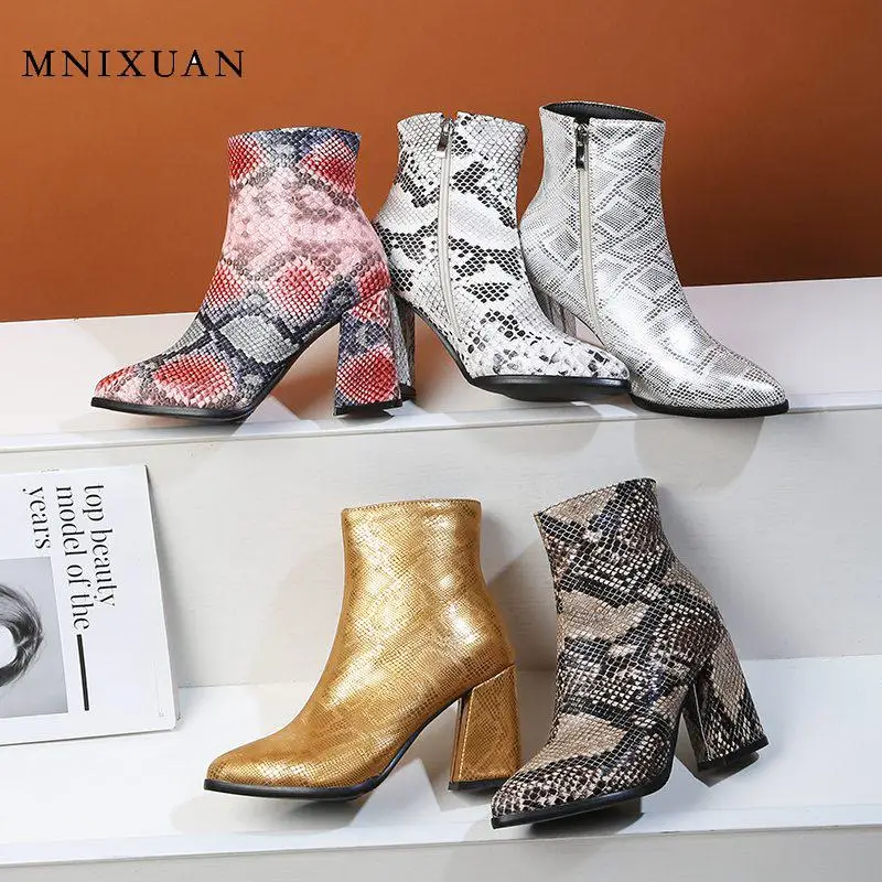 Дизайнерские брендовые роскошные женские ботинки MNIXUAN новинка 2019 зимние