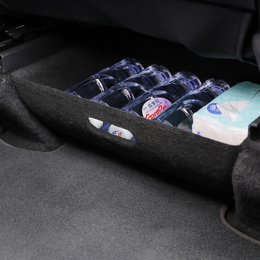 

For Tesla Model Y 2021 Under Seat Storage Box Case Flocked Design Organizer Case Flocking Drawer Holder Car Interior Accessories