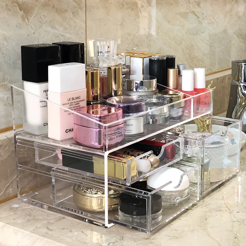 Настольный ящик для хранения косметики прозрачный акриловый держатель губной