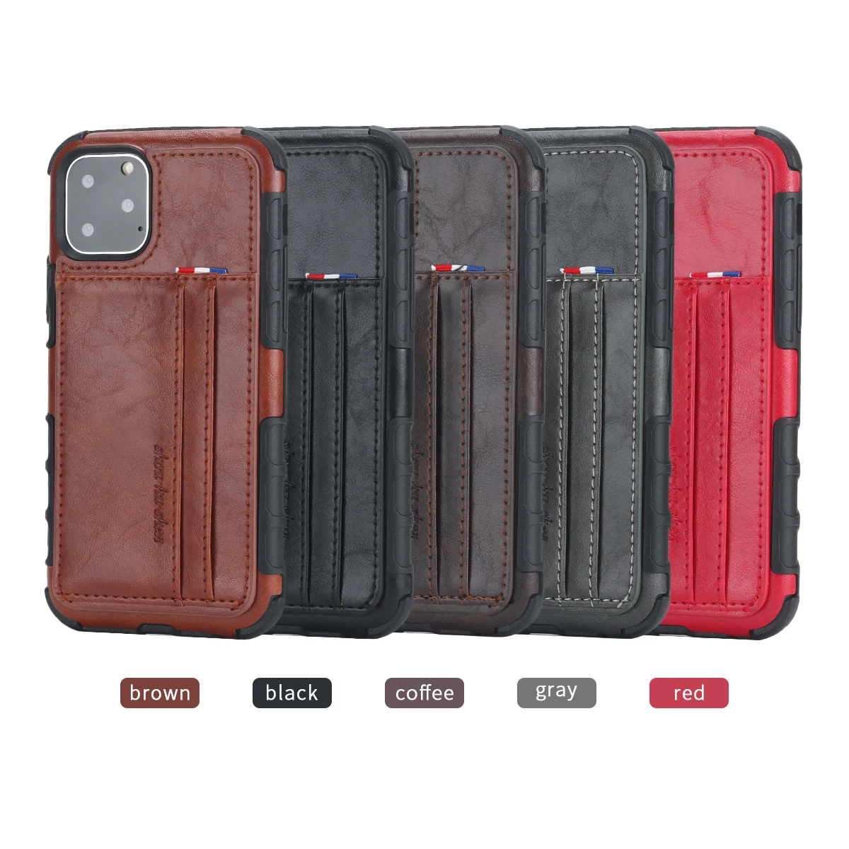 

PU Leather Back Case For iPhone 11 Pro Max XS XR X 6 7 8 Plus Business Cover Four Corner Anti-fall with Card Slots Bumper Shell