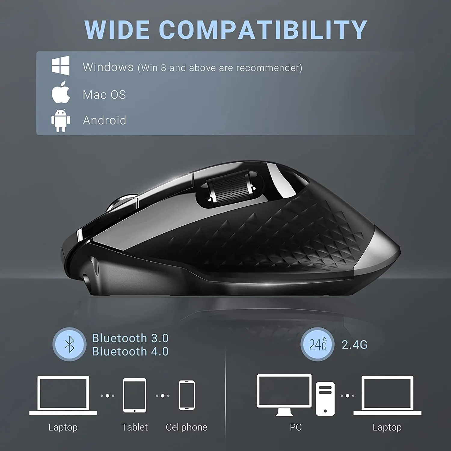 Беспроводная перезаряжаемая мышь Rapoo Bluetooth 3200/3 0-4 0 ГГц 2 4 DPI | Компьютеры и офис