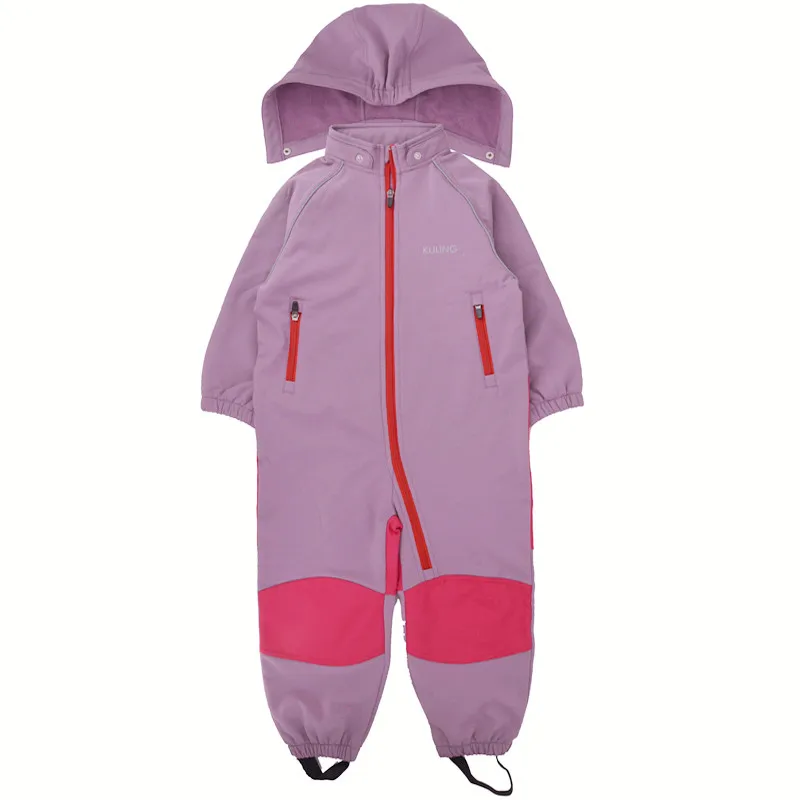 Розовый Soft shell baby jumpsuit boy girl jumpsuit with foot belt jumpsuit to keep warm - Цвет: Розовый