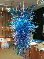 big blue energy saving murano glass crystal livingroom decorative modern colorful chain ceiling chandelier