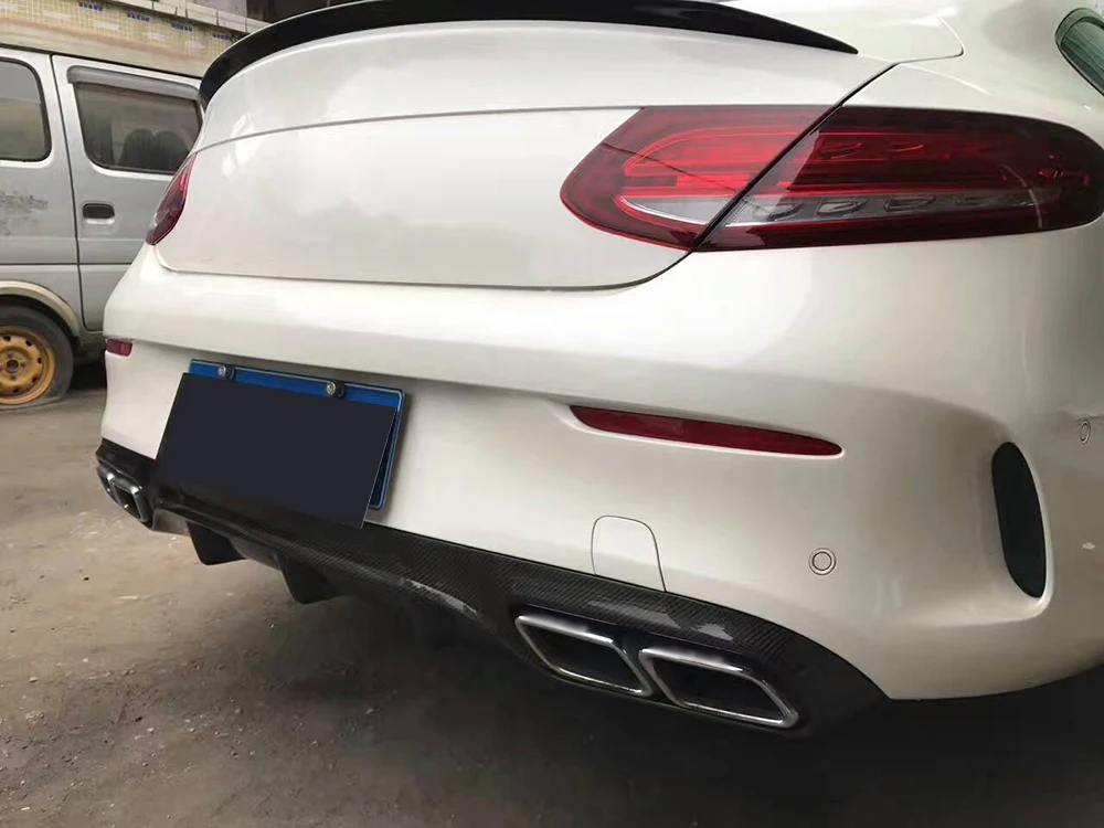 Углеродного волокна диффузор губа на задний бампер FRP чехол для Mercedes Benz C Class W205 C205