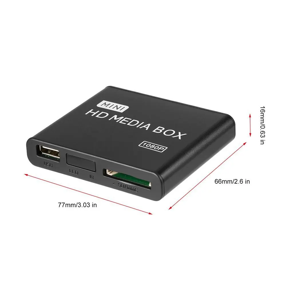 

Mini Full 1080p HD Media Player Box MPEG/MKV/H.264 HDMI AV USB + Remote Support MKV / RM-SD / USB / SDHC / MMC HDD-HDMI