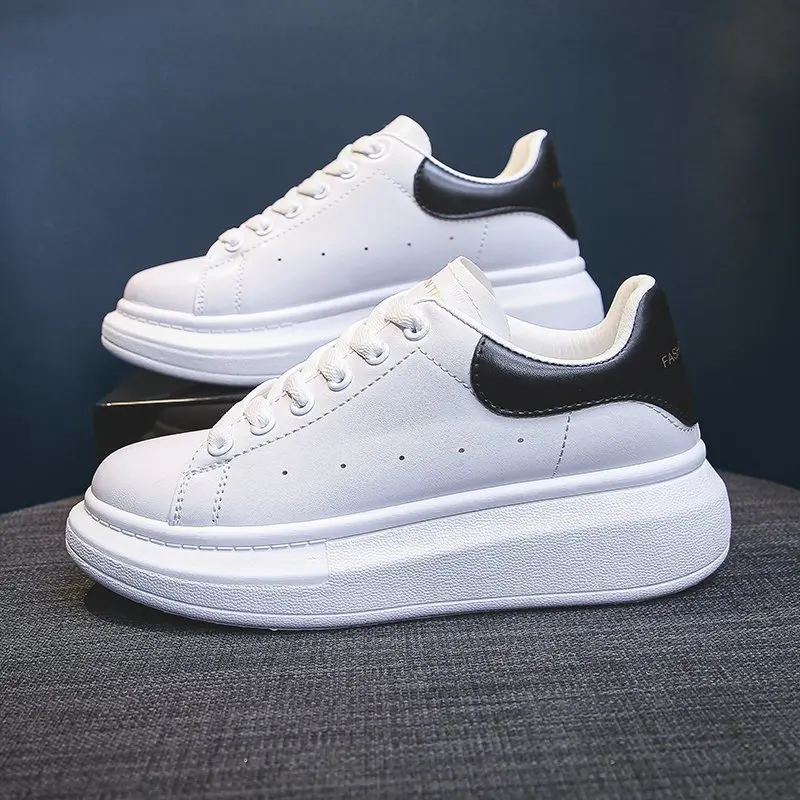 Women Sneakers Leather Shoes Spring Trend Casual Flats Sneakers Female New Fashion Comfort White Vulcanized Platform Shoes