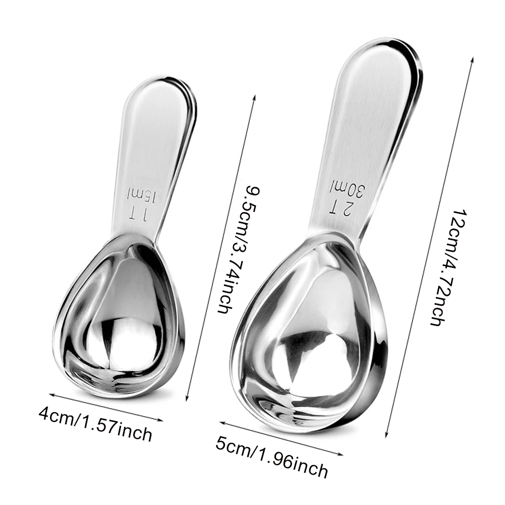 

Measuring Spoons Coffee Scoop Short Handle 304 Stainless Steel Tablespoon 2pcs (15/30ml) for Baking or Coffee Measuring