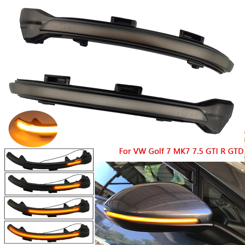 

For VW Golf 7 GTI R GTE GTD MK7.5 13-19 Touran Jetta MK7 LED Dynamic Turn Signal Blinker Sequential Side Mirror Indicator Light