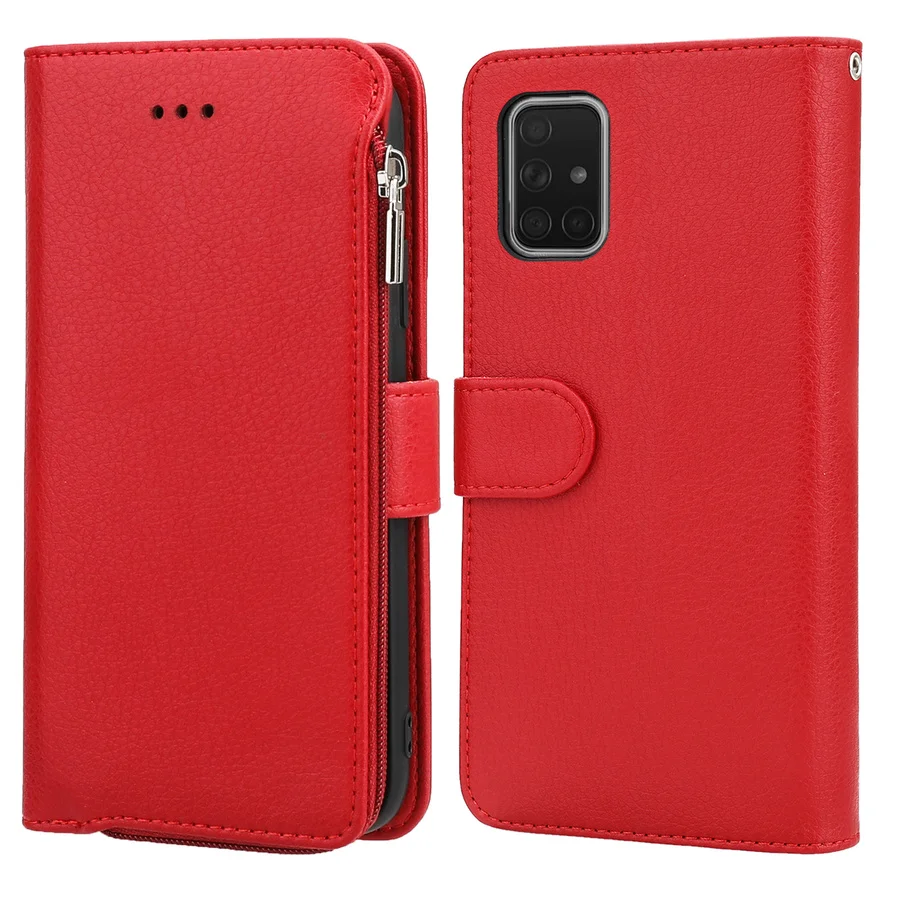 Роскошный кожаный чехол кошелек на молнии для Samsung Galaxy A51 A71 A10 A20 E A30 A40 A50 A70 S