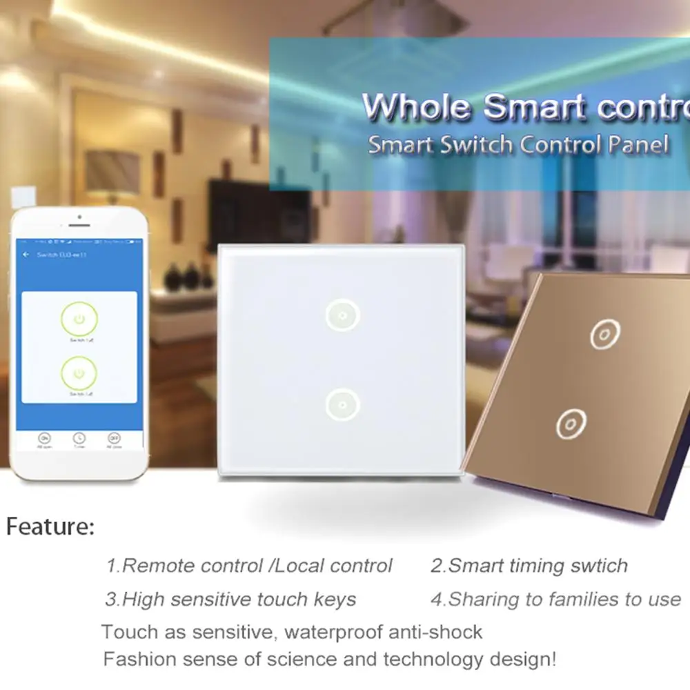 

Smart Touch Wall Wi-Fi Switch Panel, Wireless Remote Control And Home Appliance Smart Phone Timing Function, EU WiFi Switch Home