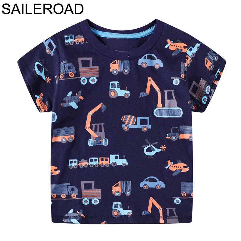 

SAILEROAD Футболки для мальчиков Summer Baby Boy Рубашки с коротким рукавом для 3 лет Little Boys Одежда Экскаватор с принтом Детские топы Тис