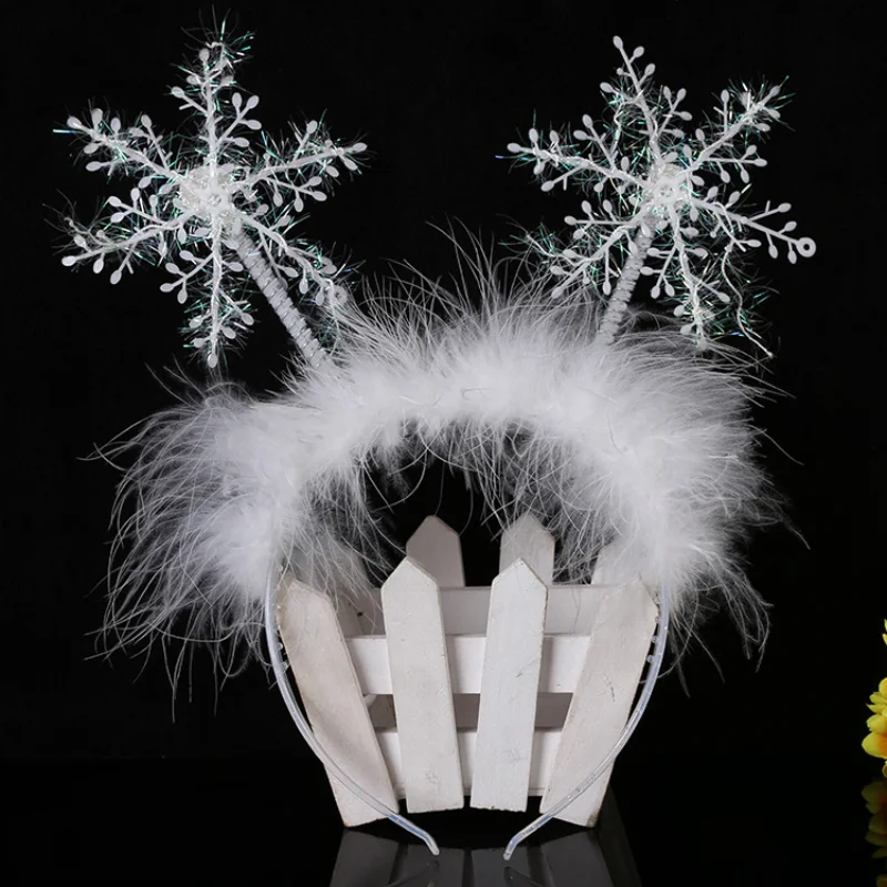 

Crystal Snowflake Christmas Banquet Feather Hair Pins Headdress for Adults Star Hair Accessories Korean Fashion Bijoux Femme C