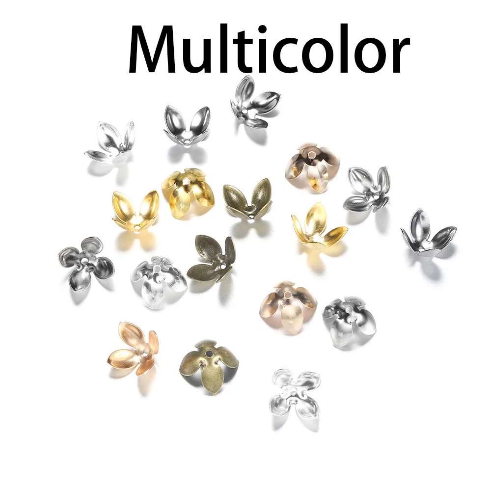Multicolor 50 шт./лот, железные, серебристые, позолоченные бусины, колпачки s, Цветочная фурнитура, лепестки, бусины, Подвески для изготовления ювелирных изделий - Цвет: Multicolor