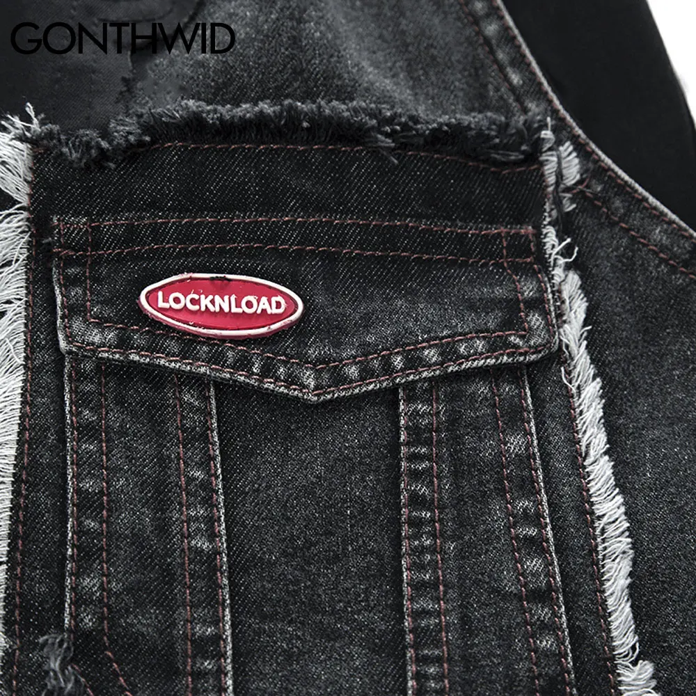 

GONTHWID Mulit-Pockets Cargo Joggers Jeans Color Block Patchwork Denim Pants Streetweat Hip Hop Men Harajuku Casual Trousers