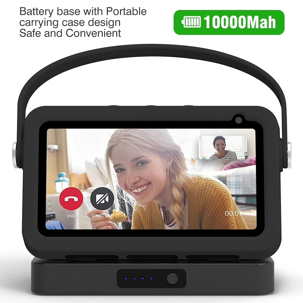 Battery base for Echo show 5 Handle case with 10000mah battery base for Alexa Smart Display Speaker Echo show 5 Portable charge